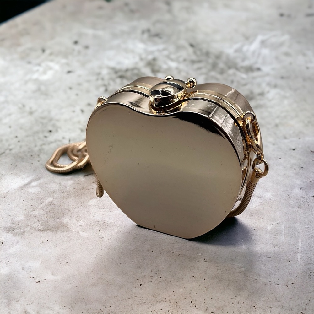 Gold Heart Shape Crossbody Mini Bag 2.7x1.5x3.1 inch